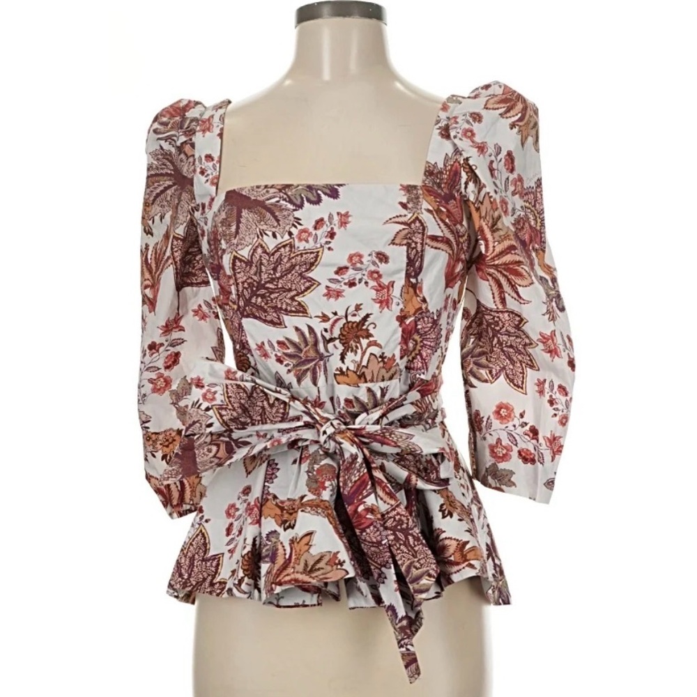 Cara Cara Lauren Square-Neck Peplum Blouse